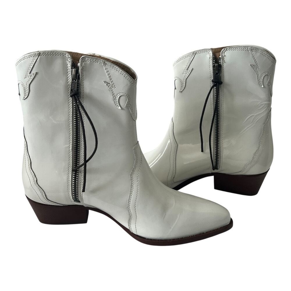 Free People New Frontier Western Boots In White Patent Leather Size 39.5 - Picture 13 of 14